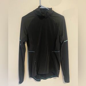 Champion Long Sleeve Half Zip Black with Blue Stitching Small